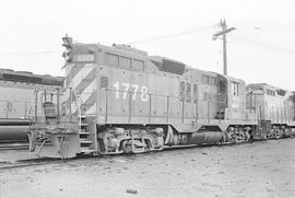 Burlington Northern diesel locomotive 1778 at Pasco, Washington in 1976.
