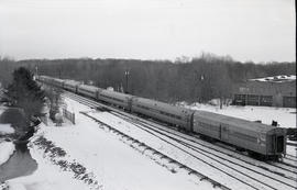 An Amtrak passenger train at Old Saybrook, Connecticut on January 28, 1977.