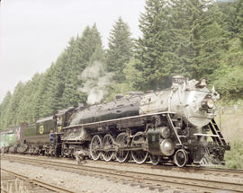 Spokane, Portland & Seattle Railway steam locomotive number 700 at Skamania, Washington in 1990.