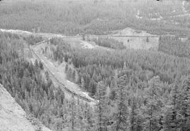 Northern Pacific diesel locomotive at Borup Loop, Washington, in 1962.