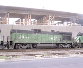 Burlington Northern diesel locomotive 4061 at Tacoma, Washington in 1985.