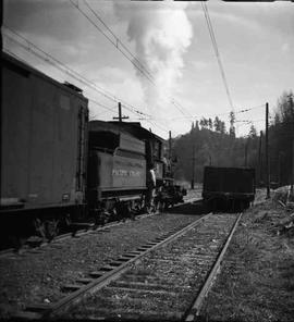 Pacific Coast Railroad steam locomotive number 16 at Indian, Washington in 1951.