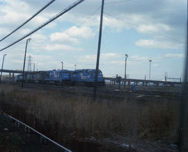 Consolidated Rail Corporation (Conrail) diesel locomotive 3398 at Newark, New Jersey in April 1988.