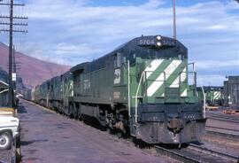 Burlington Northern Diesel Locomotive Number 5704 at Wishram, Washington in 1974