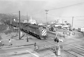 Burlington Northern locomotive 626 at McCarver Street, Washington in 1977.