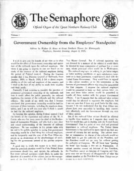 Great Northern Railway Club 'THE SEMAPHORE', August 1924