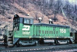 Burlington Northern Diesel Locomotive Number 158 at Saint Paul, Minnesota In 1979