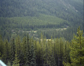 Canadian Pacific Railway spiral tunnel entrance in Yoho National Park, British Columbia in August...