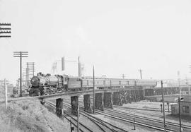 Northern Pacific passenger train number 422 at Tacoma, Washington, circa 1954.