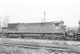 Burlington Northern diesel locomotive 5747 at Auburn, Washington in 1971.