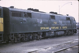 Spokane, Portland & Seattle Diesel Locomotive 750 at Spokane, Washington, 1970