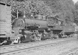 Long Bell Lumber Company Steam Locomotive Number 1001 at Vader Junction, Washington in June 1945.