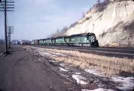 Burlington Northern Diesel Locomotives Number 6408 and Number 6763 in Saint Paul, Minnesota, 1980