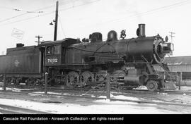 Milwaukee Road steam locomotive Number 7032 at Tacoma, Washington in 1932.