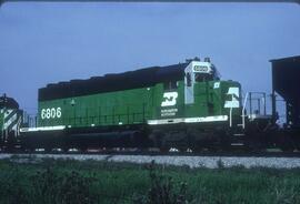 Burlington Northern 6806 at Roberts Bank, British Columbia in 1990.