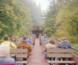 Lewis & Clark Railway Passenger Train at Moulton Falls, Washington in October, 1988.