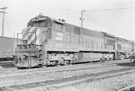 Burlington Northern diesel locomotive 5751 at Tacoma, Washington in 1972.