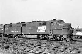 Penn Central Railroad diesel locomotive 4021 at Chicago, Illinois on August 28, 1972.
