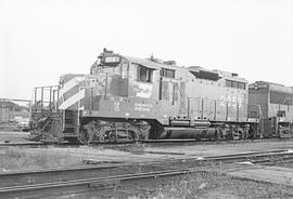 Burlington Northern diesel locomotive 2053 at Galesburg, Illinois in 1972.