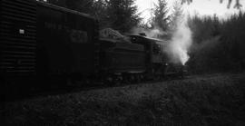 Pacific Coast Railroad freight train at Taylor, Washington in 1944.