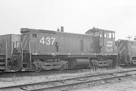 Burlington Northern diesel locomotive 437 at Clyde, Illinois in 1972.