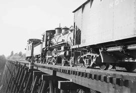 Northern Pacific steam locomotive 684 at Wilburton, Washington, in 1953.