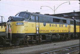 Spokane, Portland & Seattle Diesel Locomotive 801 at Spokane, Washington, 1968