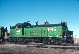 Burlington Northern Diesel Locomotive Number 995 near Wyndmere, North Dakota In 1981