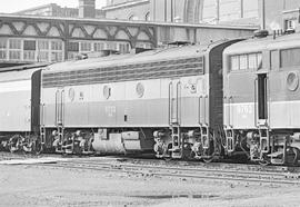 Burlington Northern diesel locomotive 9733 at Tacoma, Washington in 1971.