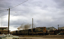 Spokane, Portland and Seattle Railway diesel locomotive 150 at Vancouver, Washington in 1963.