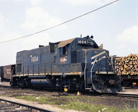 Missouri Pacific Railroad diesel locomotive 1604 at Alexandria, Louisiana on June 22, 1978.