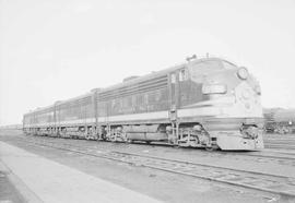 Northern Pacific diesel locomotive number 6016 at Livingston, Montana, in 1952.