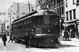 Puget Sound Electric Railway interurban 184 at Seattle, Washington, circa 1910.