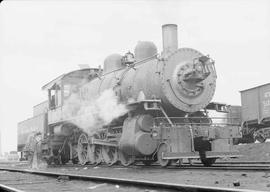 Northern Pacific steam locomotive 36 at Missoula, Montana, in 1943.