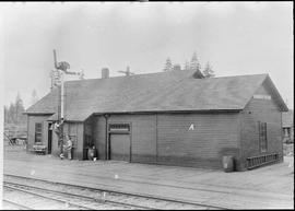 Northern Pacific station at Chambers Prairie, Washington, circa 1927.