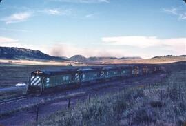 Burlington Northern Diesel Locomotives Number 5028, Number 5082, Number 5038, Number 7255, and Sa...