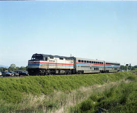 Amtrak diesel locomotive 226 at Mt Vernon, Washington in May 1981.