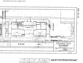 Spokane, Portland, and Seattle Railway Engineering Drawing, Passenger Depot at Eugene, Oregon, 1914