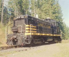 Lewis & Clark Railway Diesel Locomotive Number 81 at Moulton Falls, Washington in October, 1988.