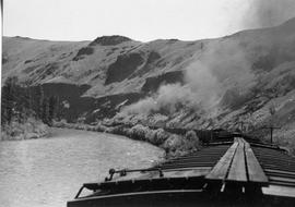 A Northern Pacific  steam locomotive near Ellensburg, Washington, in 1937.