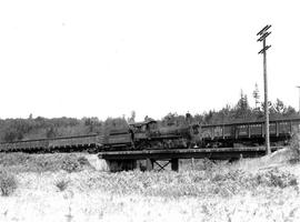 Pacific Coast Railroad freight train at Henrys, Washington in 1951.