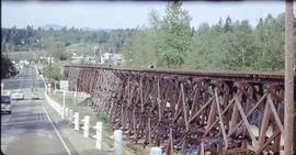 Burlington Northern Railroad trestle bridge at Maple Valley, Washington, circa 1971.