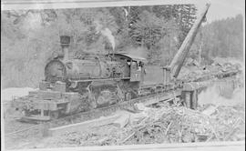 Deep River Logging Company Steam Locomotive Number 7 at Deep River, Washington, circa 1948.