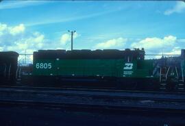 Burlington Northern 6805 at Spokane, Washington in 1978.