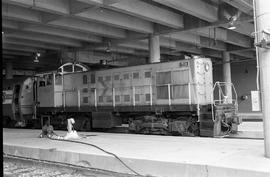 Amtrak diesel locomotive 7110 at Washington, District of Columbia on January 23, 1977.