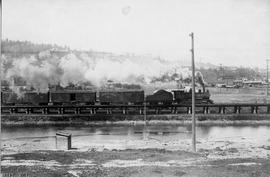 A Northern Pacific  steam locomotive at Seattle, Washington, circa 1946.