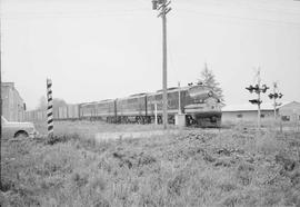 Northern Pacific diesel locomotive 5407 at Bellevue, Washington, in 1955.