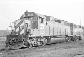 Burlington Northern diesel locomotive 2081 at Tacoma, Washington in 1972.