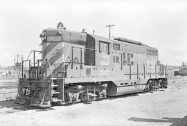 Burlington Northern diesel locomotive 1857 at Auburn, Washington in 1976.