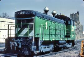 Burlington Northern Diesel Locomotive Number 1 at Fargo, North Dakota in 1981